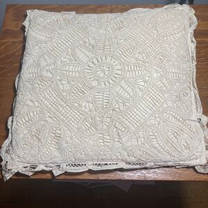 Throw Pillow VTG Square Ivory Color Lace BOHO